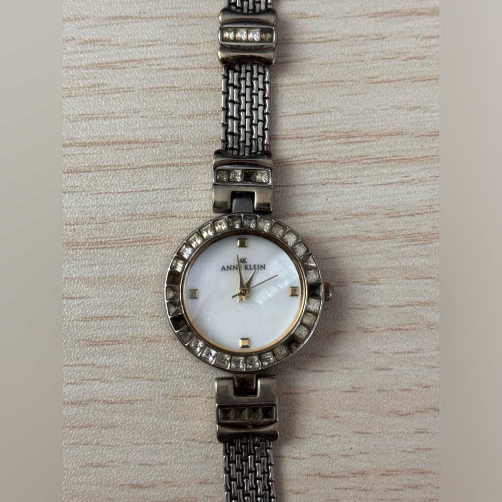 Vintage Ann Klein Two-Tone Watch with Missing Stones and Scratches 10/8963